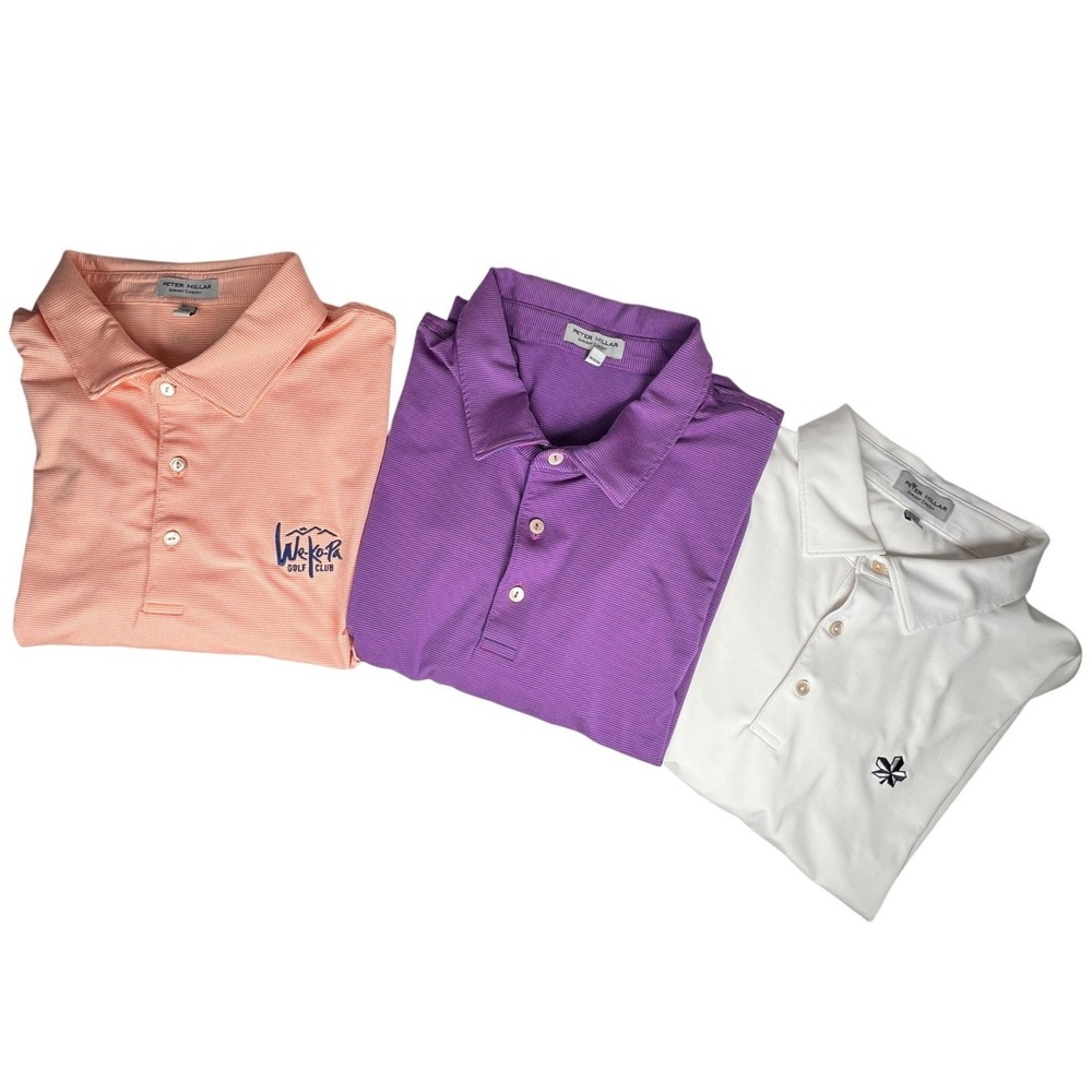 Peter Millar Polo Shirt Mens XXL Multicolor Summer Comfort Golf Bundle 3 Pack